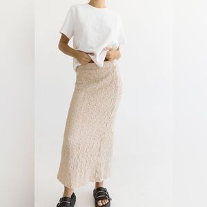 Audrey Textured Midi Skirt - Tan Bubble (Brand New)